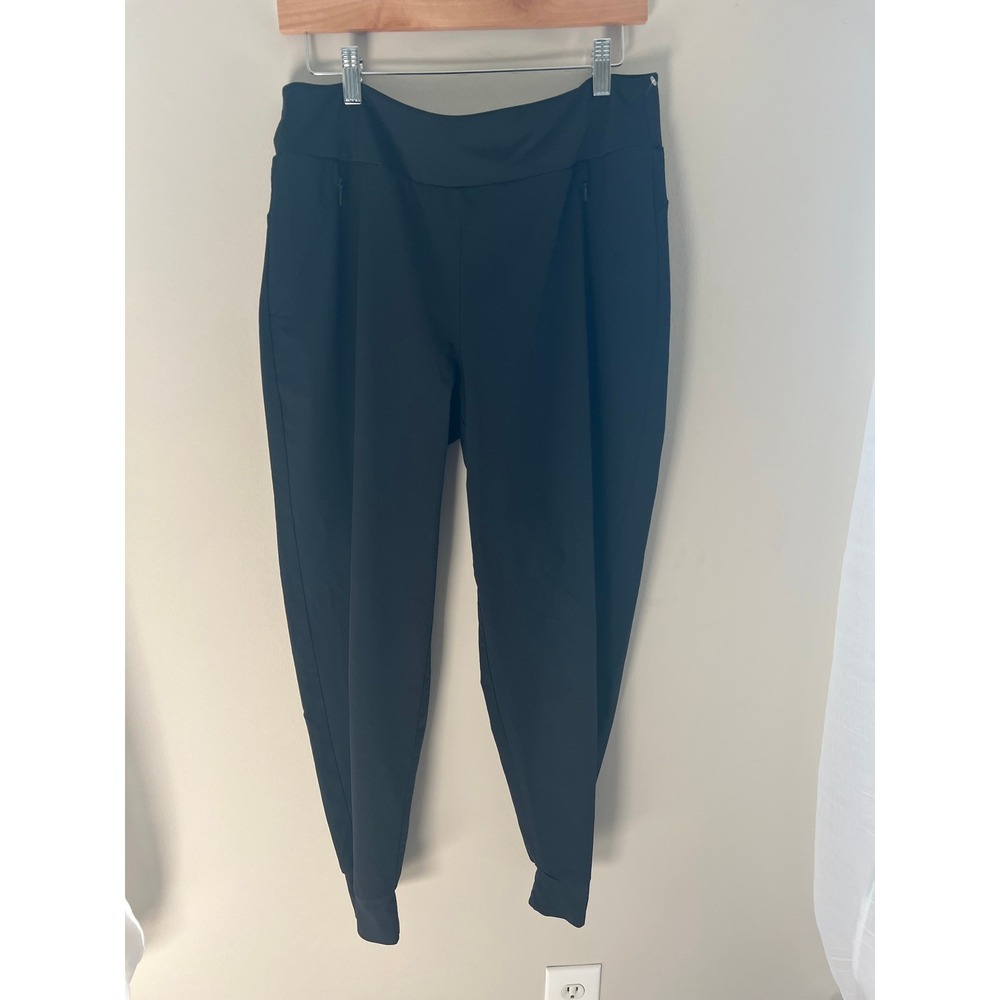 Adidas Womens Black Tapered Jogger Pants Size Large Zipper Pockets